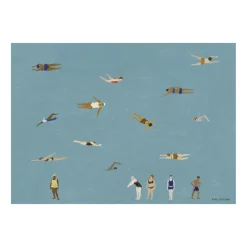 Fine Little Day Julisteet^Swimmers juliste, Blue, 50x70 cm
