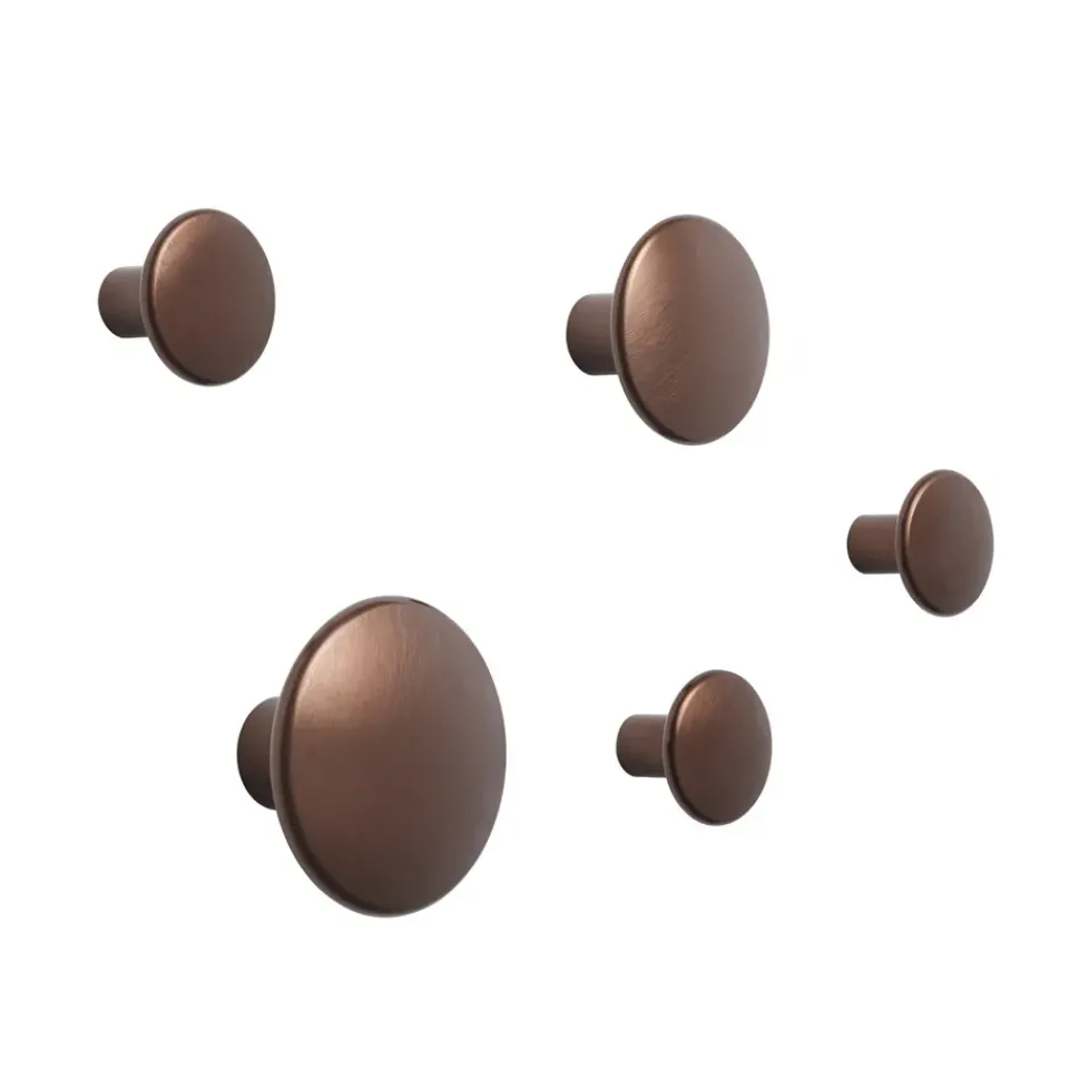 Muuto Koukut & Vaateripustimet|Lastenhuoneen Säilytys^The Dots ripustin metalli 5 kpl, Umber
