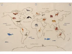Ferm Living Seinäkoristeet|Lastenhuoneen Sisustus^The world -kangaskartta, Offwhite