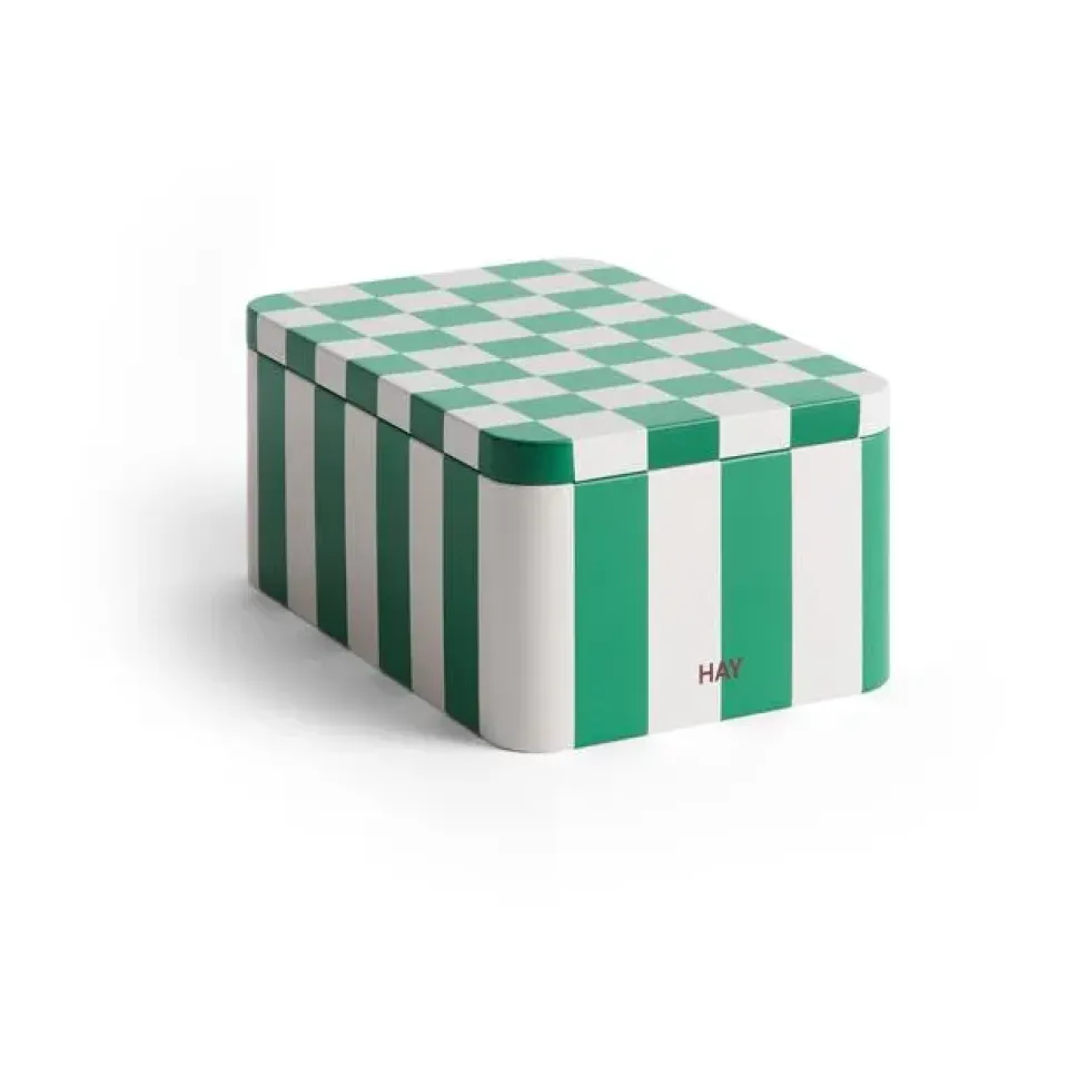 HAY Laatikot & Rasiat^Tin Container säilytyspurkki small, Green-off white