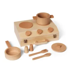 Ferm Living Lastenhuoneen Sisustus|Lastenhuoneen Sisustus^Toro Suitcase Kitchen ruoanlaittosarja lapsille, Natural