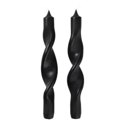 Broste Copenhagen Kynttilät^Twist twisted candles kierretty kynttilä 23 cm 2-pakkaus, Simply black
