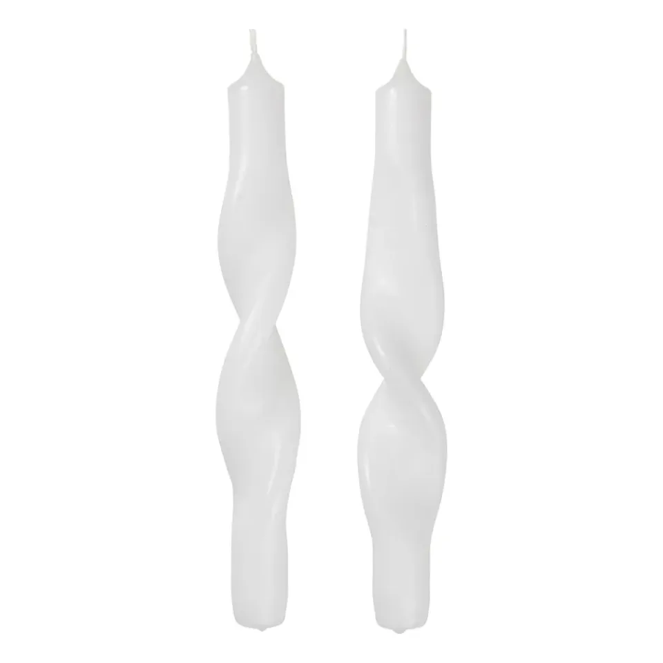 Broste Copenhagen Kynttilät^Twist twisted candles kierretty kynttilä 23 cm 2-pakkaus, Pure white