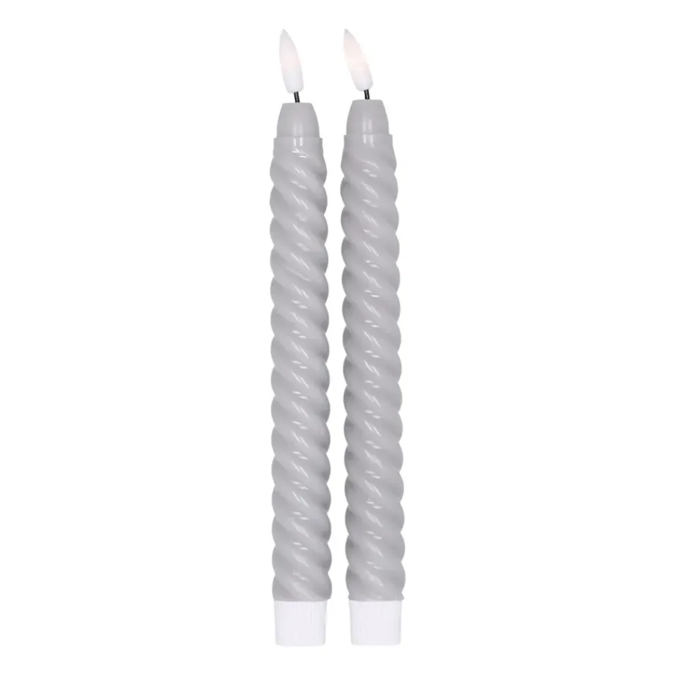 Scandi Essentials Led-Kynttilät^Twisted LED-kynttilä 25 cm 2-pakkaus, Harmaa