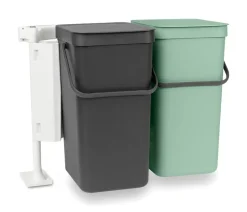 Brabantia Poljinämpärit^Upotettava järjestelmä Sort & Go 2x16L, Tummanharmaa & jade green