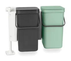 Brabantia Poljinämpärit^Upotettava järjestelmä Sort & Go 2x12L, Tummanharmaa & jade green