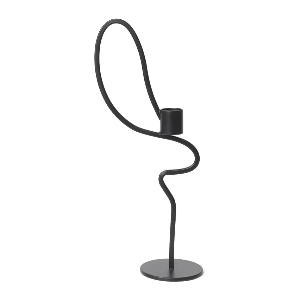 Ferm Living Kynttilänjalat & Kyntteliköt^Valse kynttilänjalka high, Musta