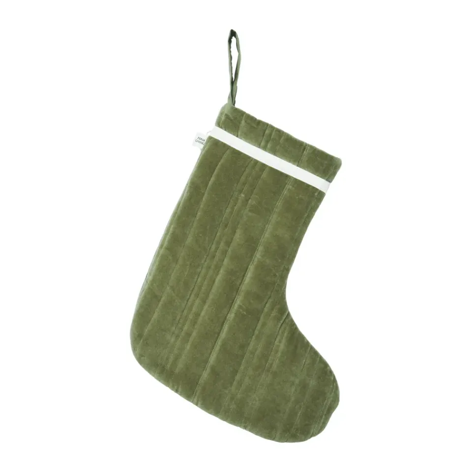 Ferm Living Joulukoristeet^Vari tikattu joulusukka, Velvet-khaki