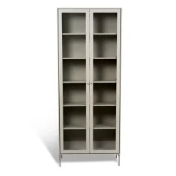 Mavis Kaapit & Vitriinit^Volt vitriinikaappi 190 cm beige, Yksityiskohdat ruostumattomasta teräksestä